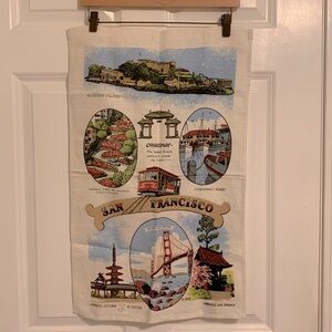 Vintage San Francisco Dish towel, hand linen, Approx 26 1/2in x 16 1/2in